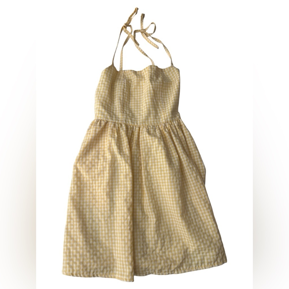 Yellow Gingham Halter Dress
